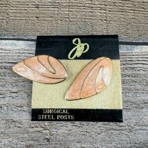 Vintage Monet Steel Posts Fairy Wing Earrings Peach Gold Tone Finish